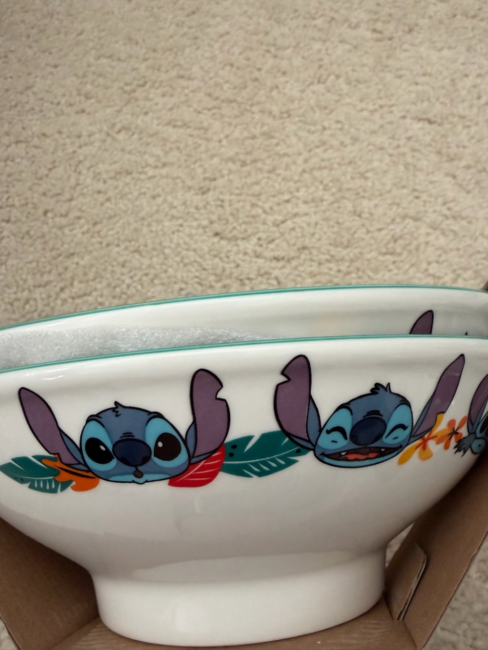 Disney Stitch 2 Ceramic Bowls Set with chopsticks.